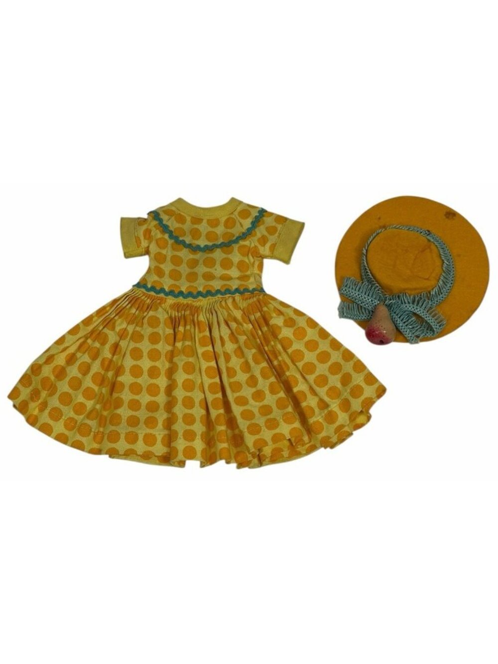 W/ HTF HAT Vintage 1950s Little Miss Revlon #9118 Traveling Outfit Yellow Dress